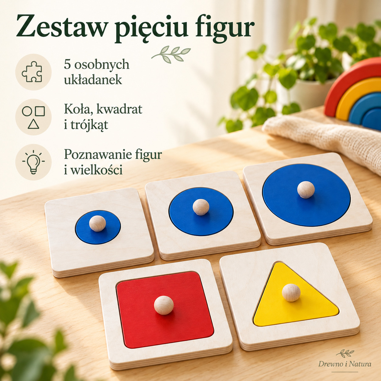 Puzzle montessori koło kwadrat trójkąt - obrazek 3