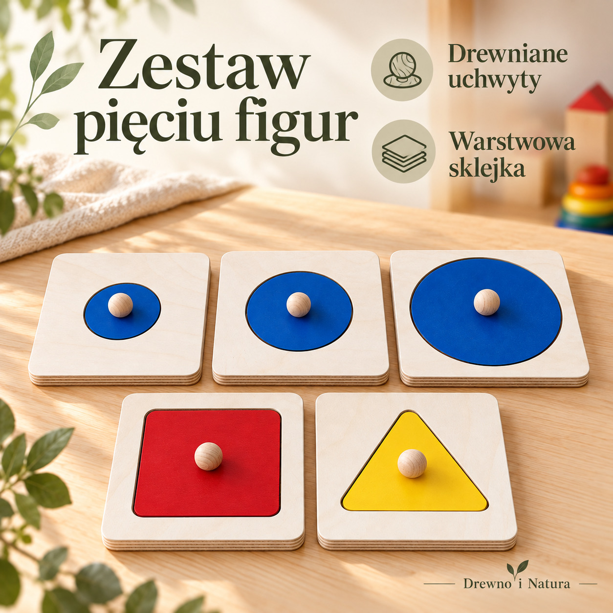Puzzle montessori koło kwadrat trójkąt - obrazek 4