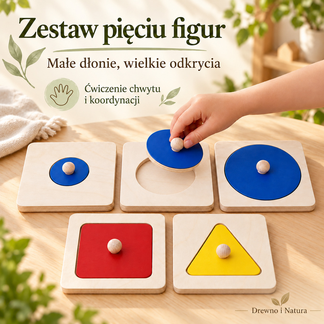 Puzzle montessori koło kwadrat trójkąt - obrazek 2
