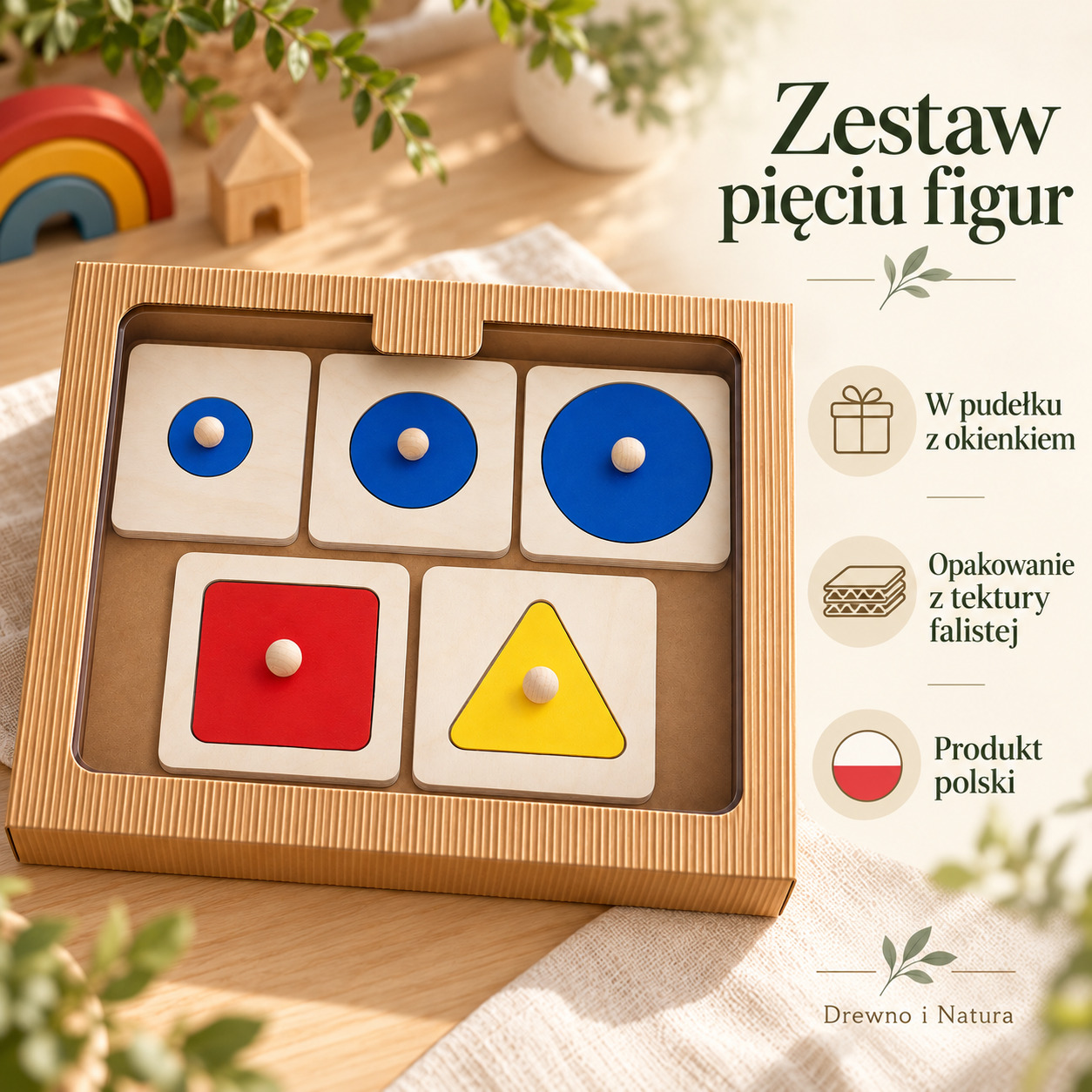 Puzzle montessori koło kwadrat trójkąt - obrazek 6