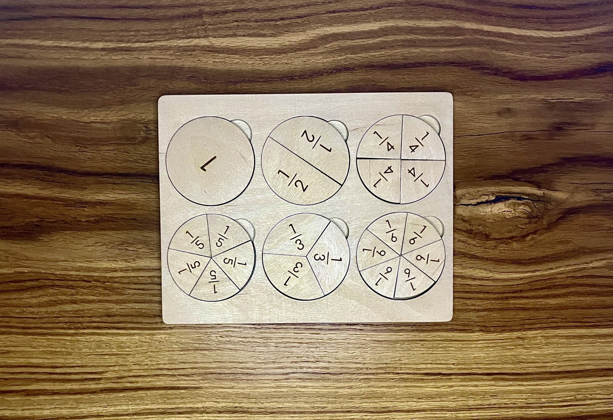 Układanka - puzzle montessori nauka ułamków 1/6 - obrazek 2