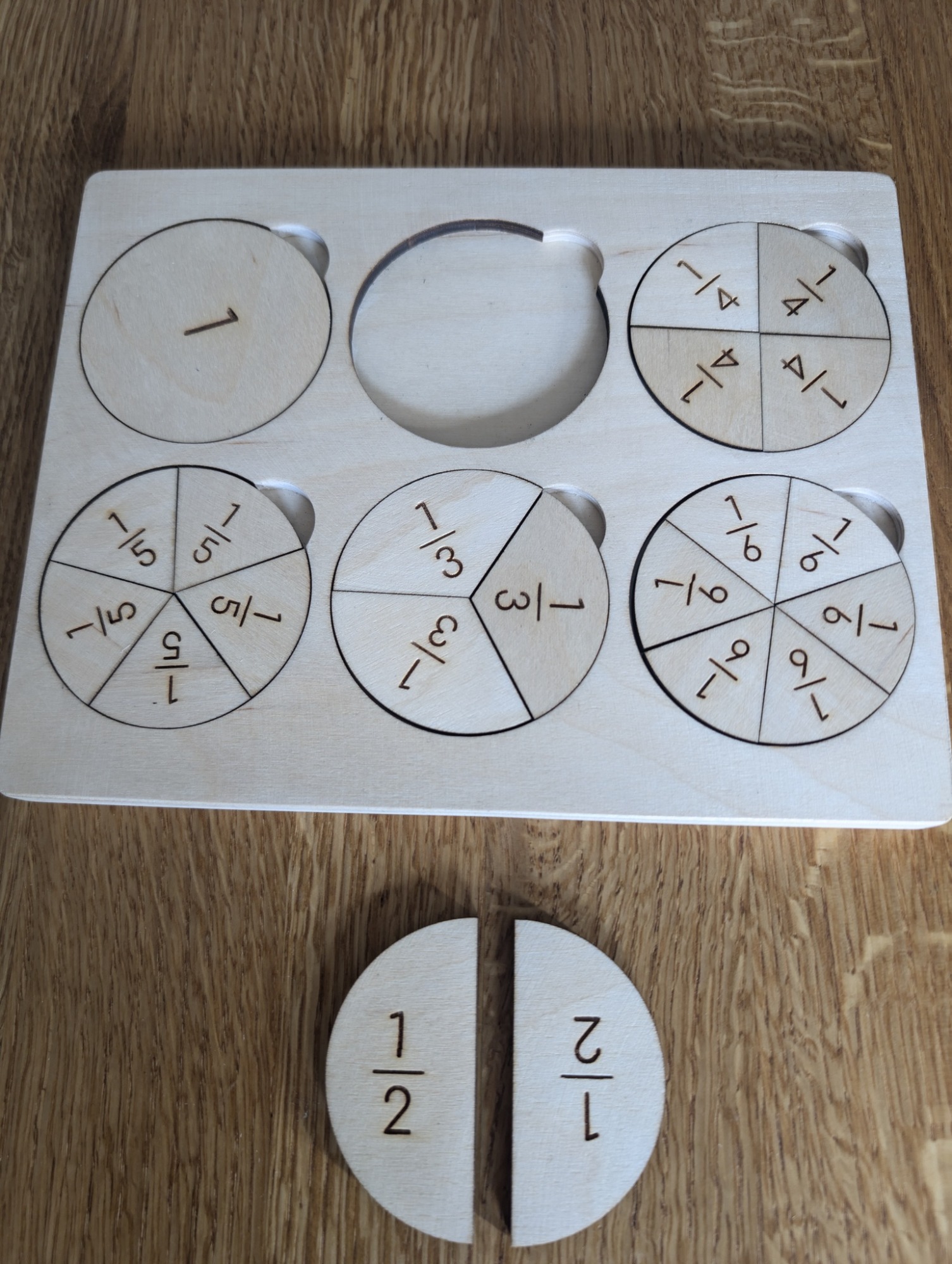 Układanka - puzzle montessori nauka ułamków 1/6 - obrazek 3