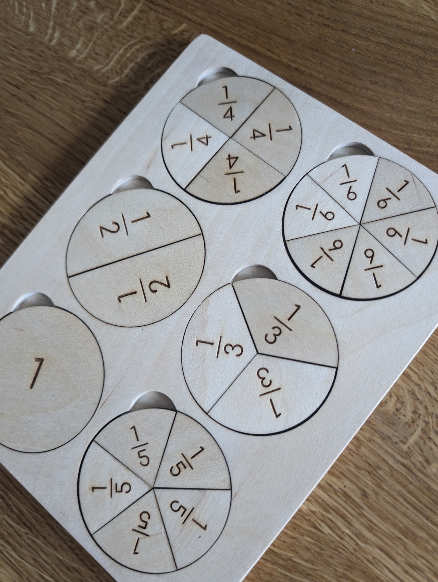 Układanka - puzzle montessori nauka ułamków 1/6 - obrazek 4