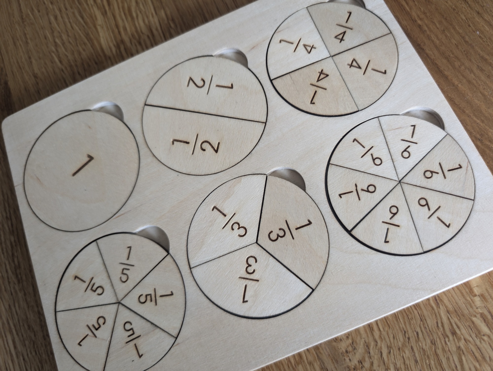 Układanka - puzzle montessori nauka ułamków 1/6 - obrazek 5
