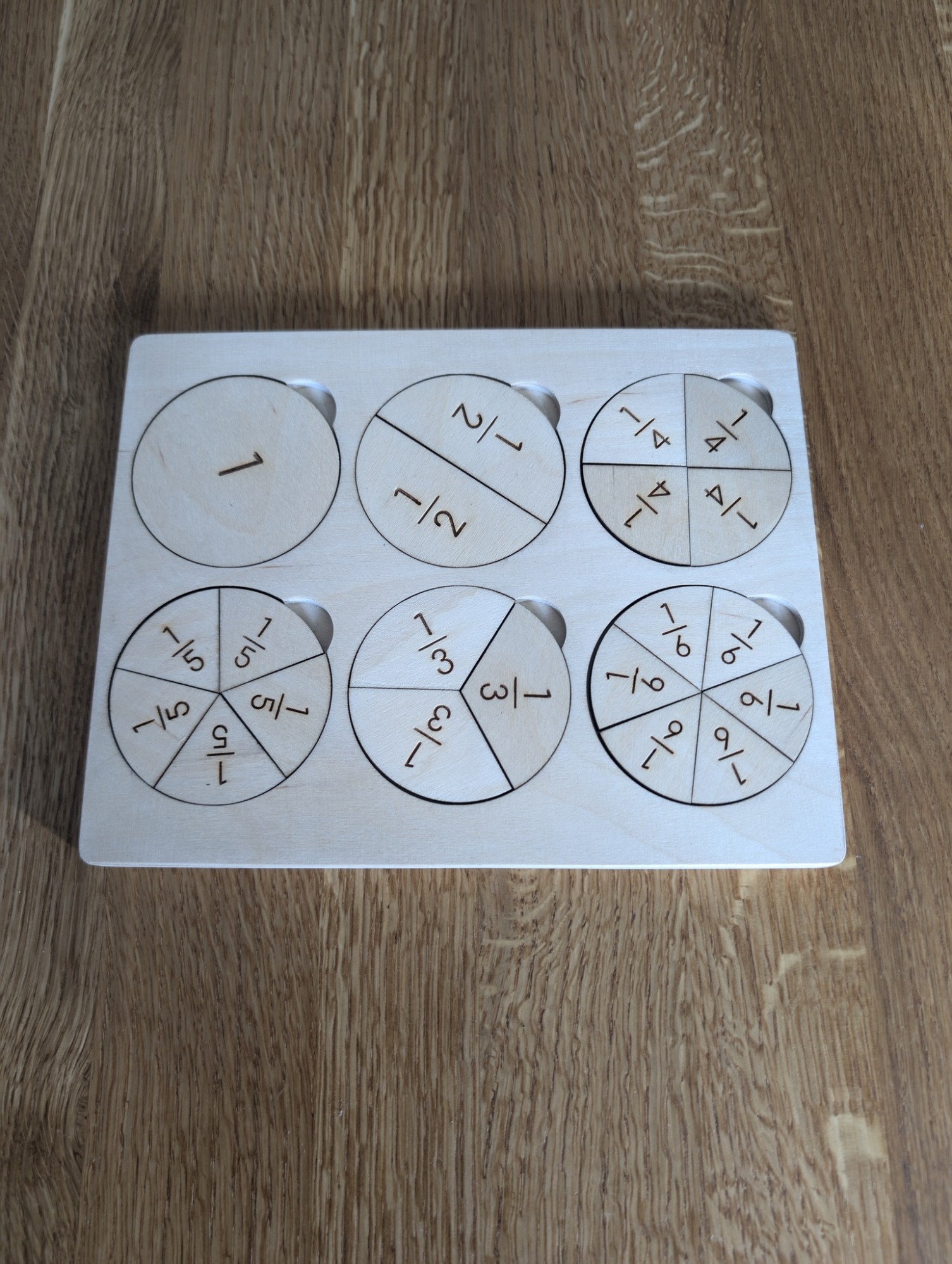 Układanka - puzzle montessori nauka ułamków 1/6 - obrazek 6