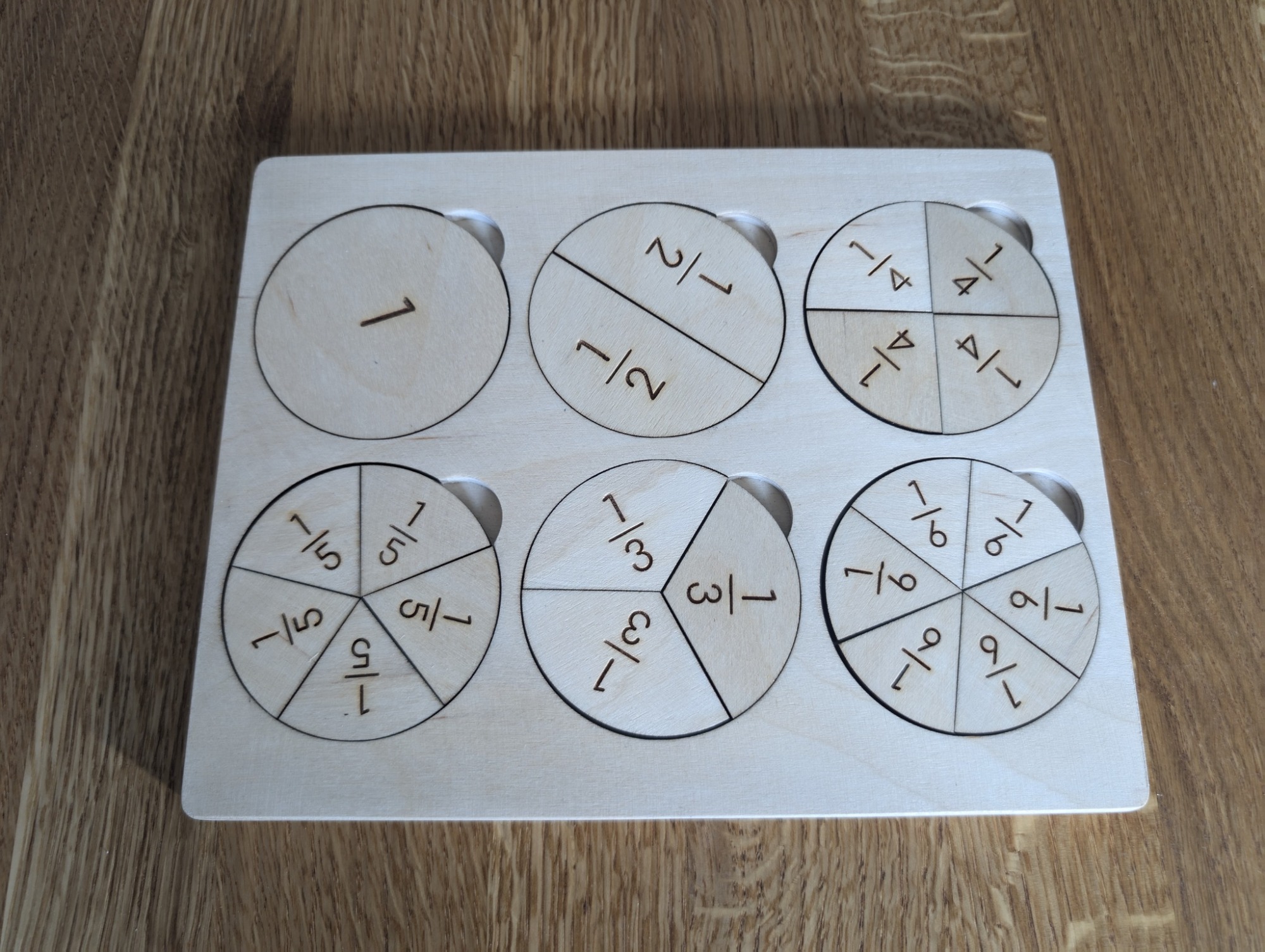 Układanka - puzzle montessori nauka ułamków 1/6 - obrazek 8