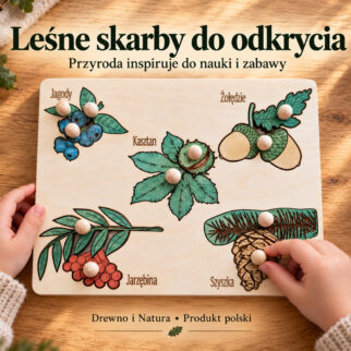 Układanka-puzzle montessori  liście i owoce
