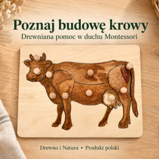 Układanka-puzzle montessori budowa krowy