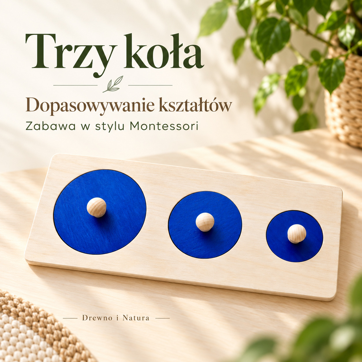 Trzy koła Montessori – drewniana układanka | Nauka wielkości