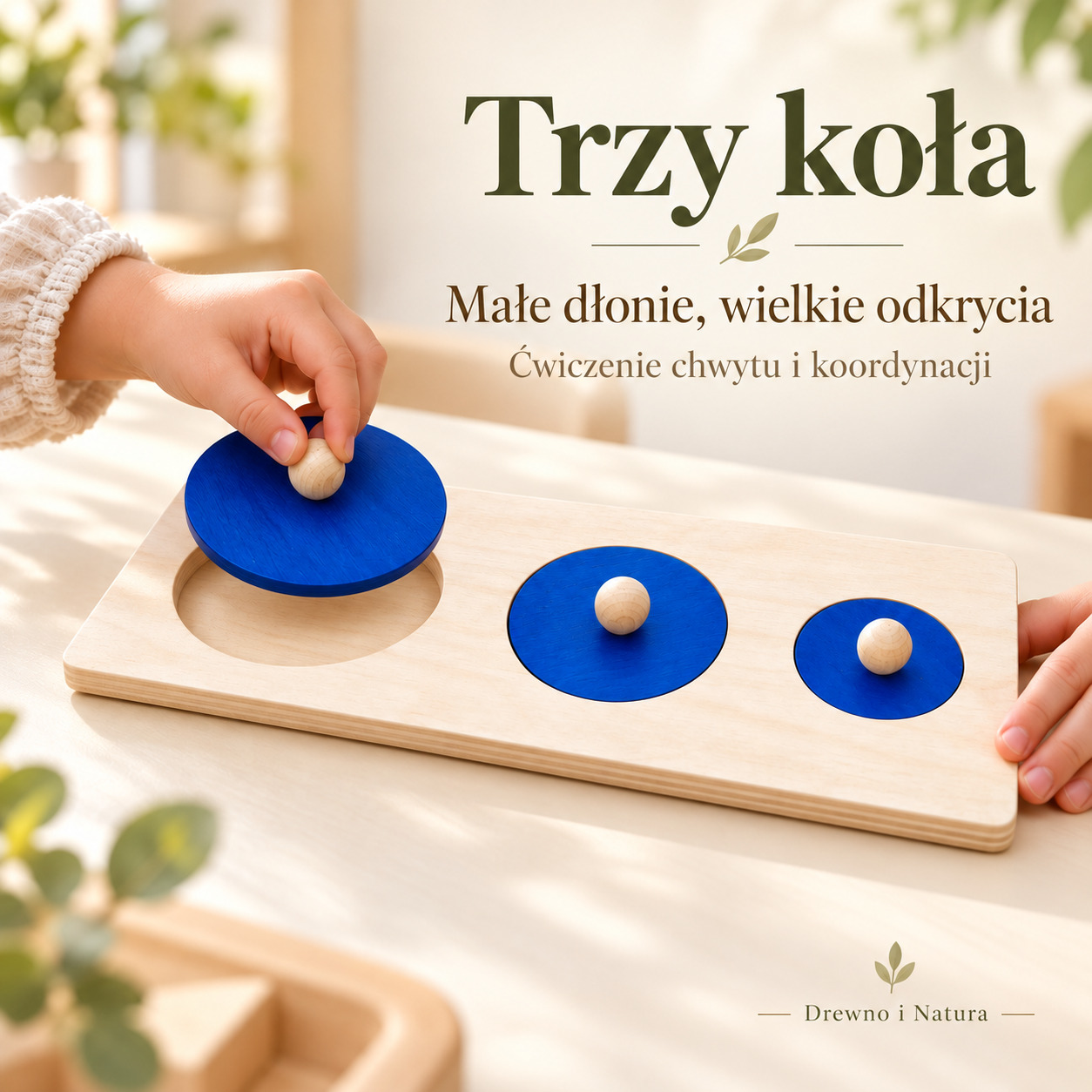Trzy koła Montessori – drewniana układanka | Nauka wielkości - obrazek 4