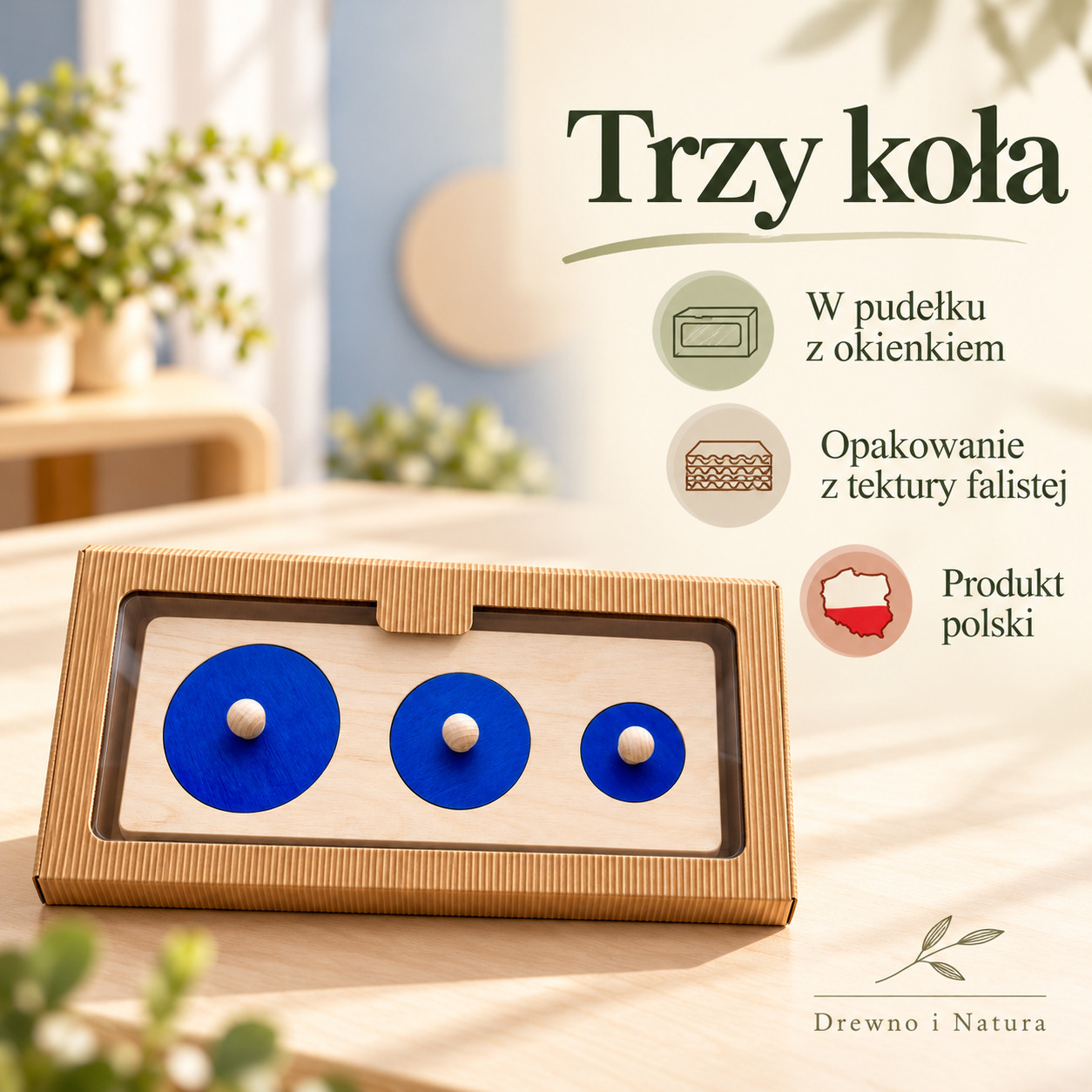 Trzy koła Montessori – drewniana układanka | Nauka wielkości - obrazek 6