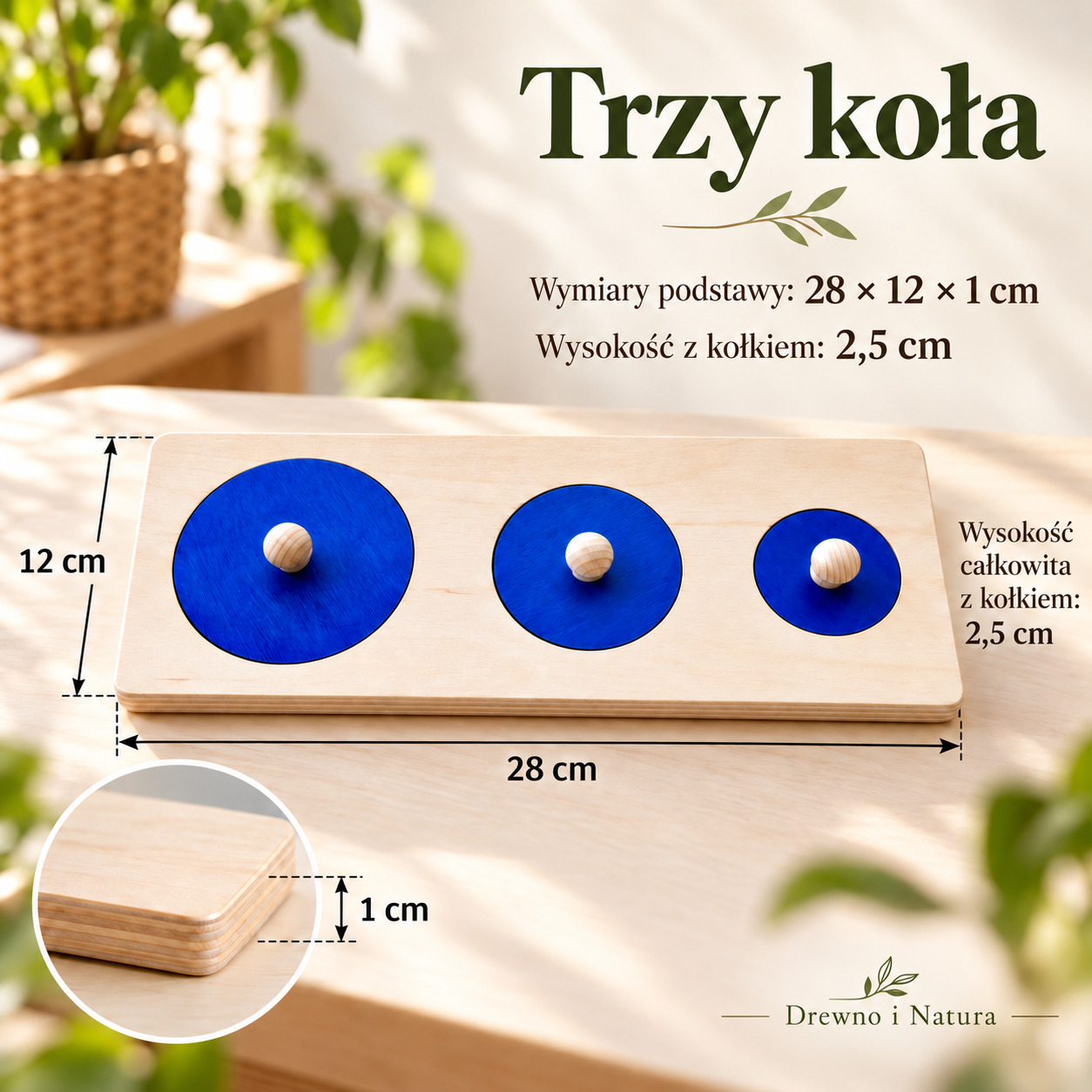 Trzy koła Montessori – drewniana układanka | Nauka wielkości - obrazek 5