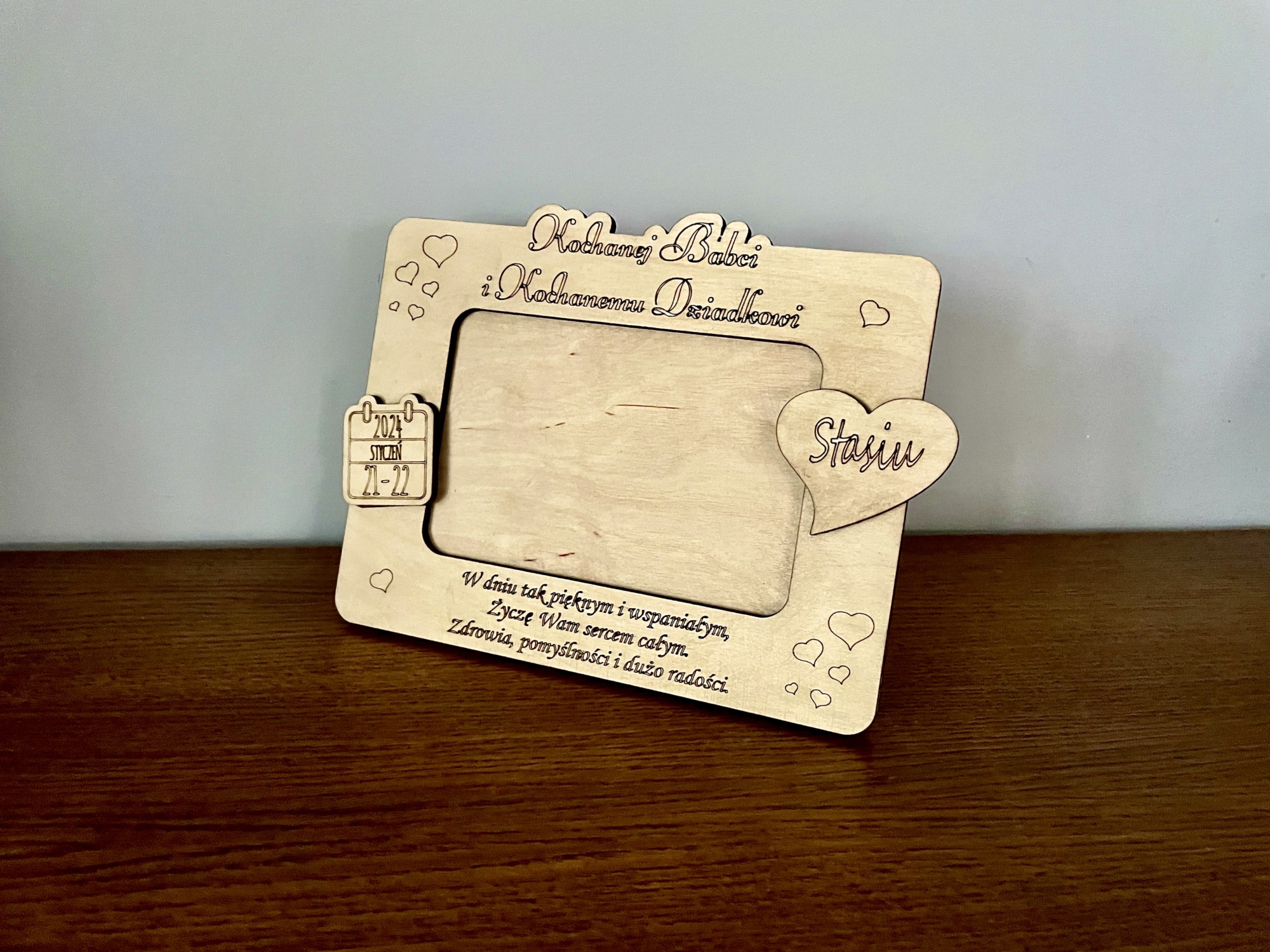 Drewniana ramka personalizowana do fotografii 2 w 1