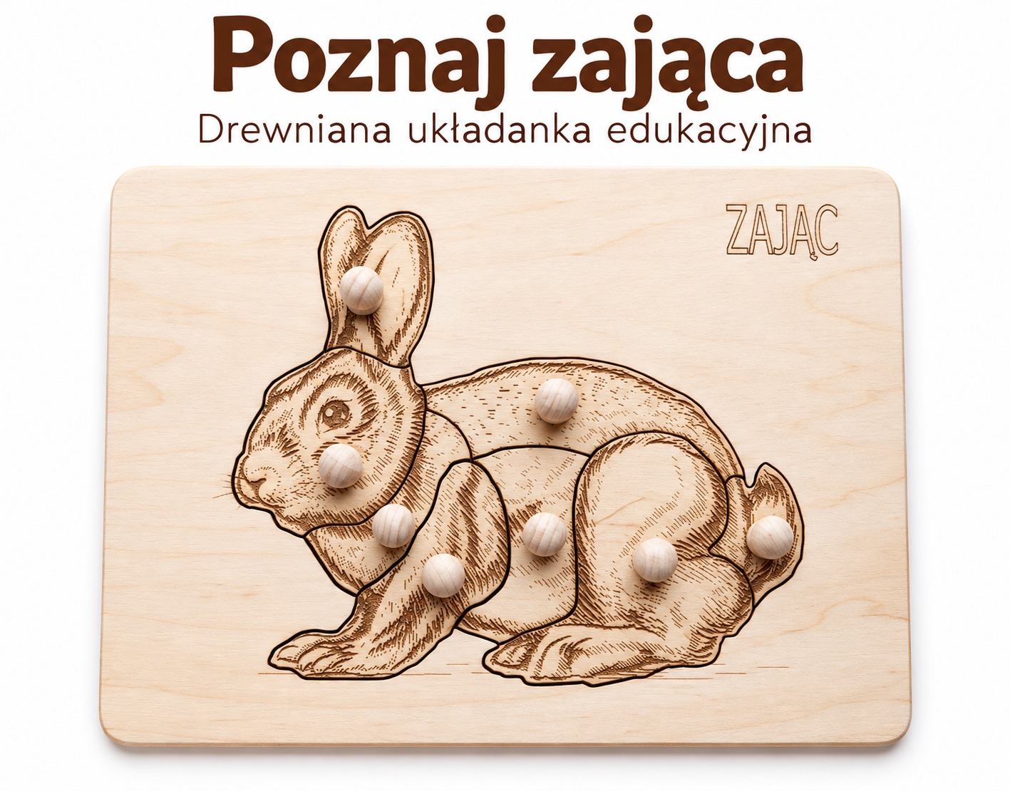 Budowa zająca – drewniana układanka Montessori | Zwierzęta leśne - obrazek 2