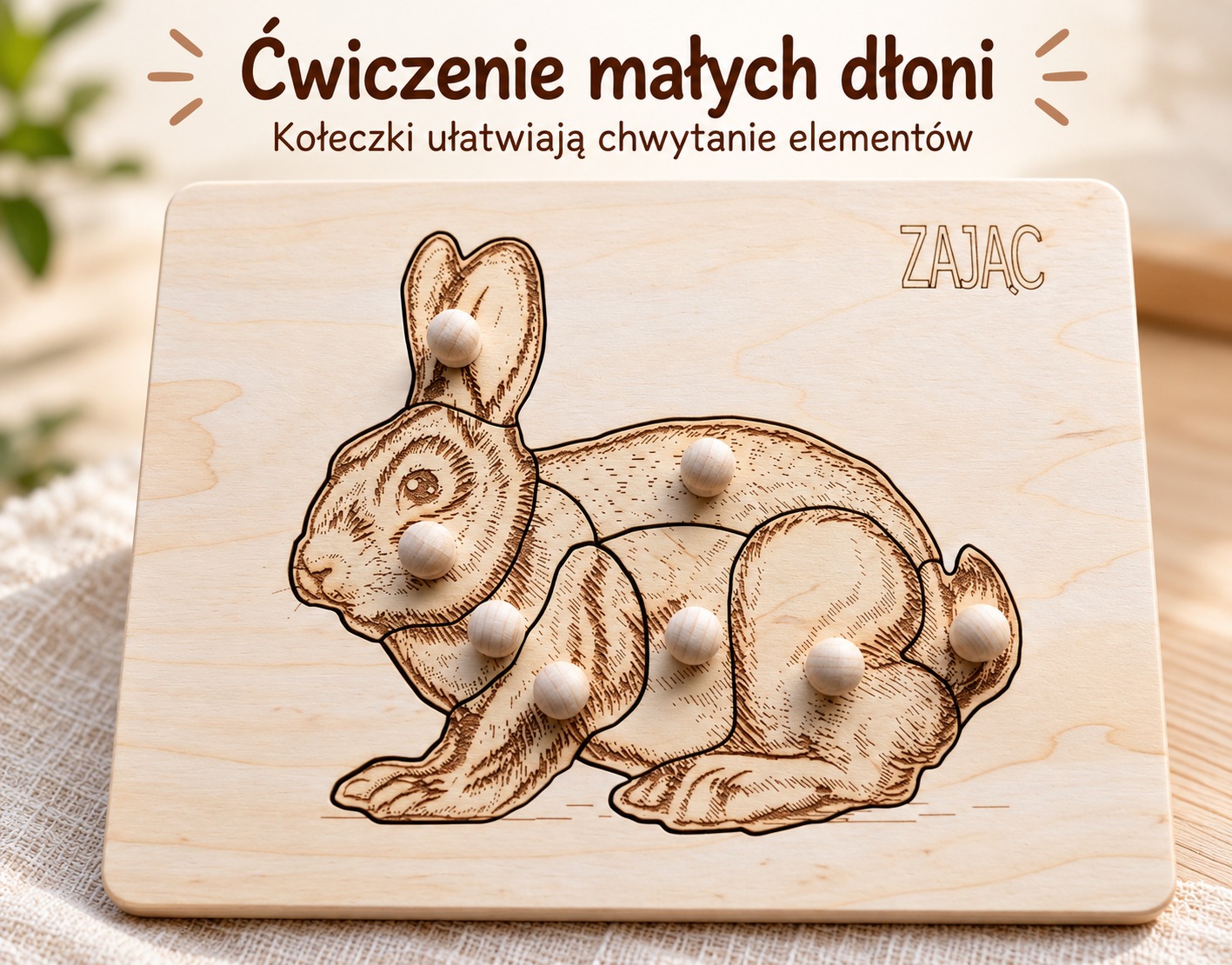 Budowa zająca – drewniana układanka Montessori | Zwierzęta leśne - obrazek 4
