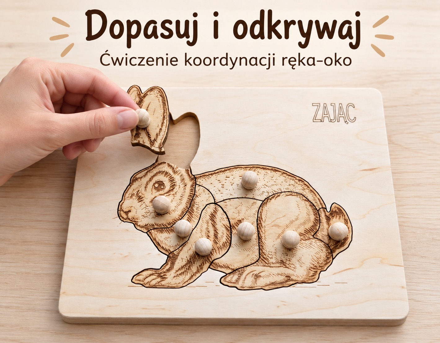 Budowa zająca – drewniana układanka Montessori | Zwierzęta leśne - obrazek 5