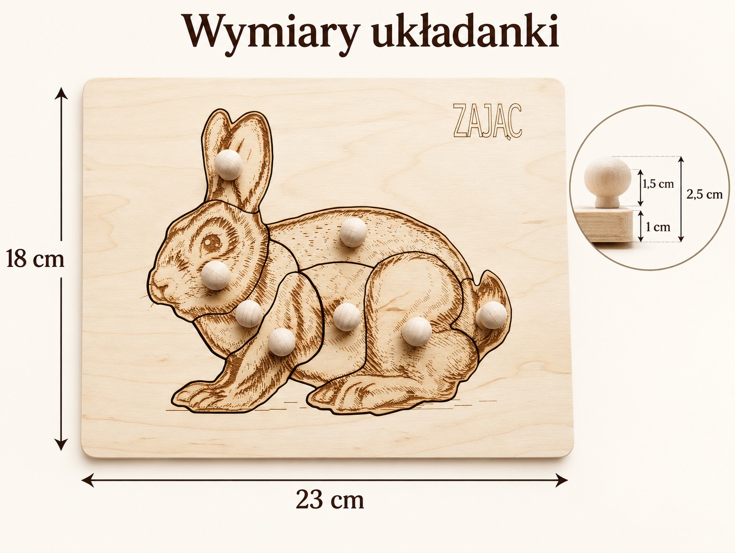 Budowa zająca – drewniana układanka Montessori | Zwierzęta leśne - obrazek 6