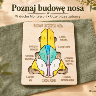 Budowa nosa – drewniana układanka Montessori